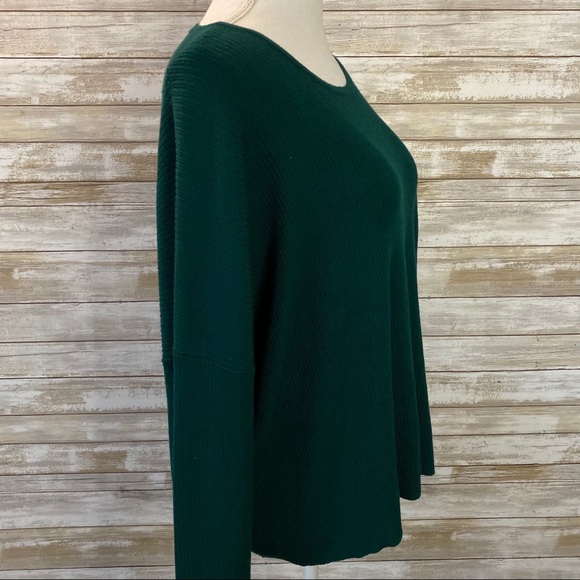Plus Forest Green Ribbed Dolman Sleeve Sweater - Picture 6 of 12